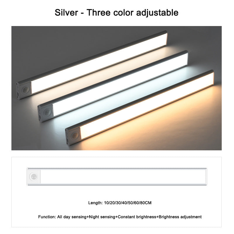 Intelligent ultra-thin wireless LED human body sensing light rechargeable magnetic strip light strip light strip - Korvel