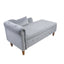 Chaise longue en velours gris avec rangement et coussin