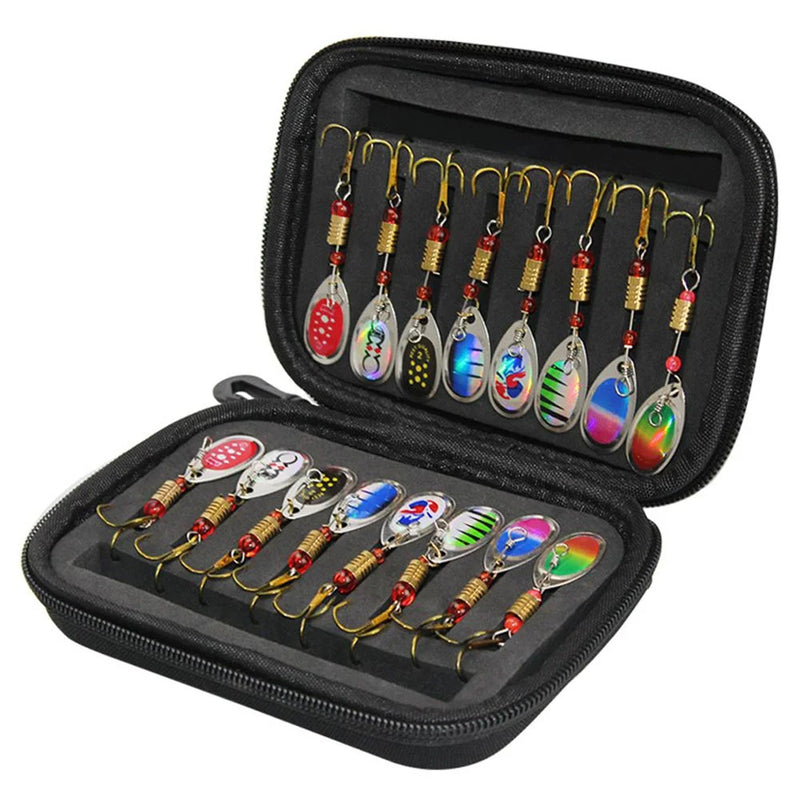 Ensemble de 16 leurres de pêche en métal avec cuillère tournante
