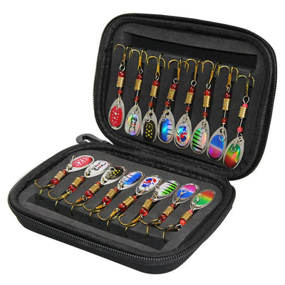 Ensemble de 16 leurres de pêche en métal avec cuillère tournante