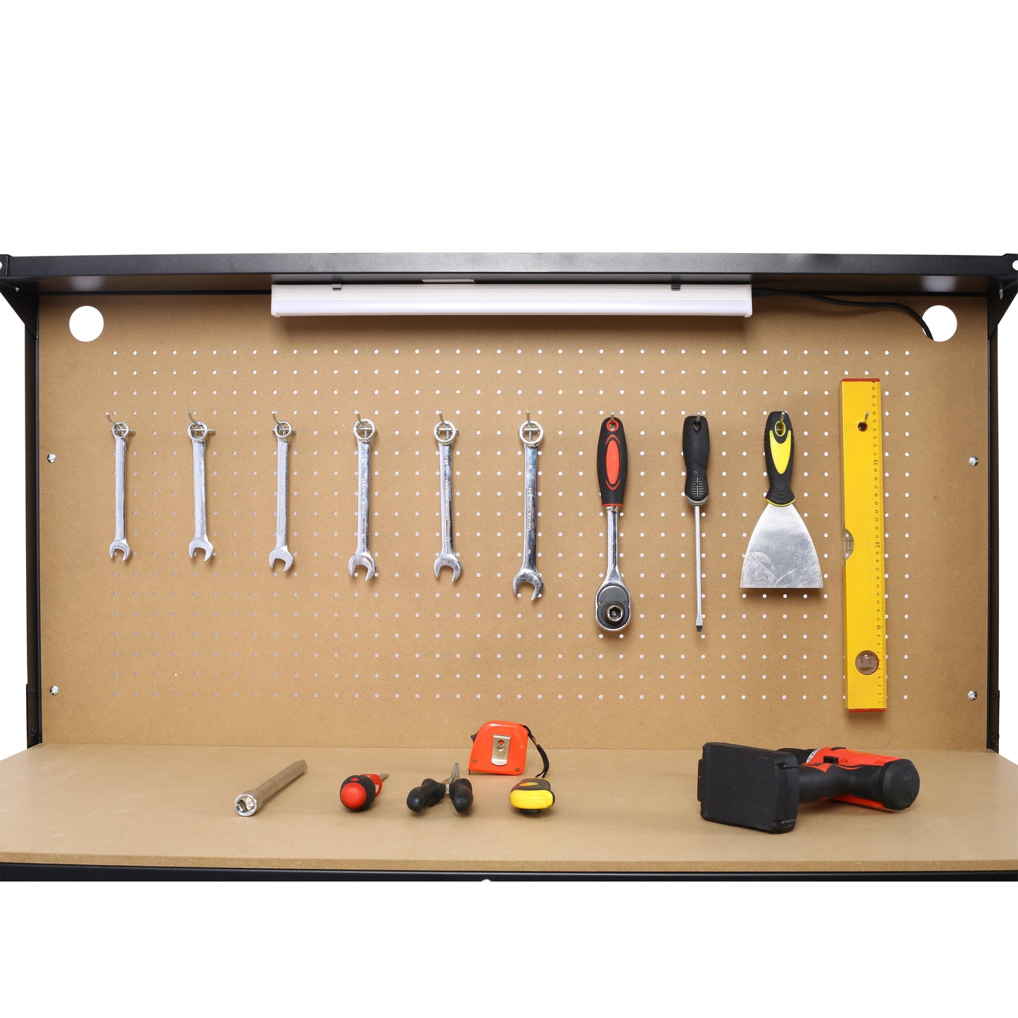 Premium Steel Workbench with Drawer and Peg Board
