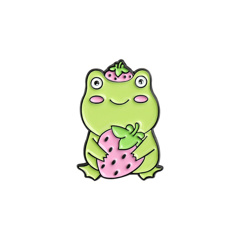 Quack Quack Enamel Pin Custom Frog Lotus Leaf Brooches Bag Lapel Pin Cartoon Animal Badge Jewelry Gift for Kids Friends - Korvel
