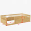 Twin Floor Bed Frame with Fence, Wood Kids Floor Beds Frame for Bedroom Playroom,Natural - Korvel