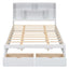 Elegant Queen Size Platform Bed with Storage Headboard, White