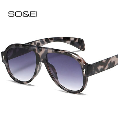 Retro Punk Men Pilot Sunglasses Fashion Rivets Decoration Gradient Eyewear Shades UV400 Women Trending Purple Sun Glasses - Korvel