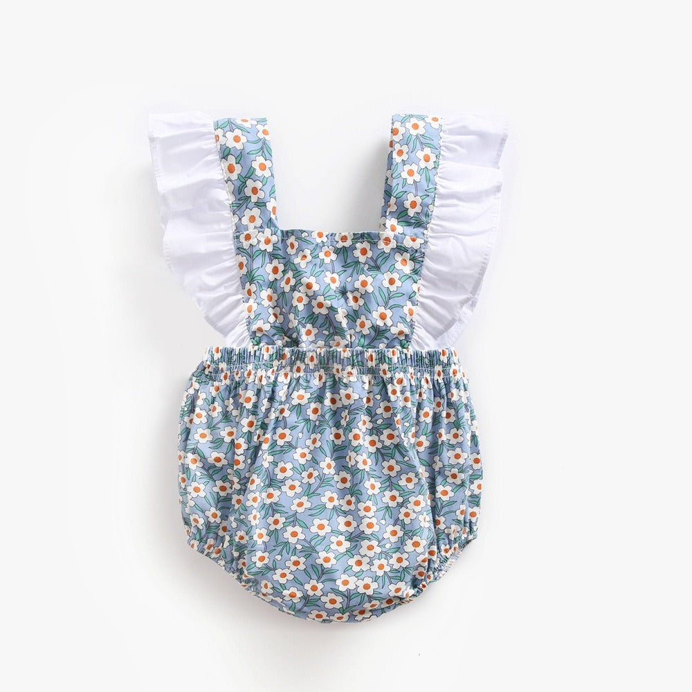 Baby jumpsuit with floral and contrasting colors, baby jumpsuit, baby clothing - Korvel