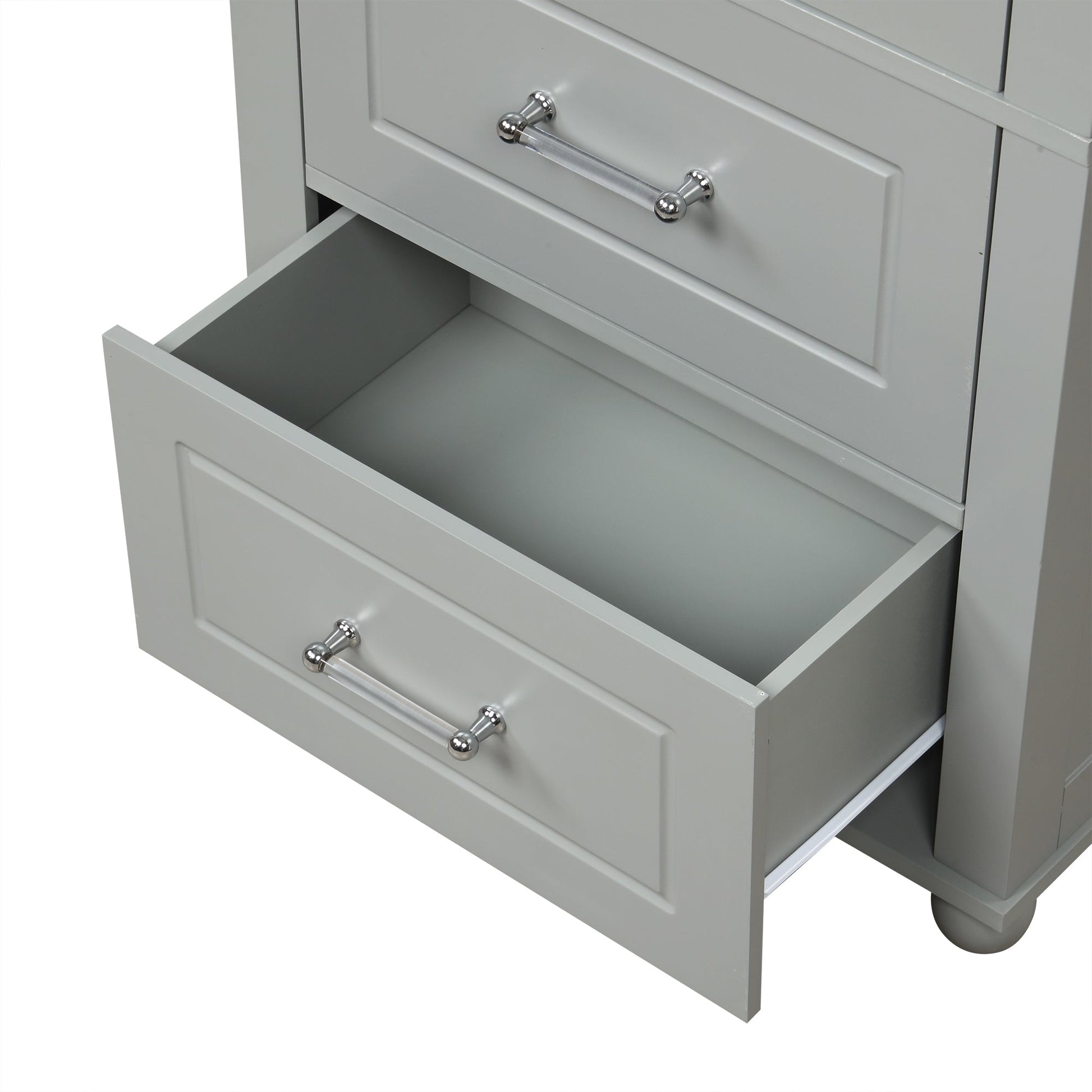 Tall Bathroom Storage Cabinet, Freestanding Storage Cabinet with Two Drawers and Adjustable Shelf, MDF Board , Grey - Korvel