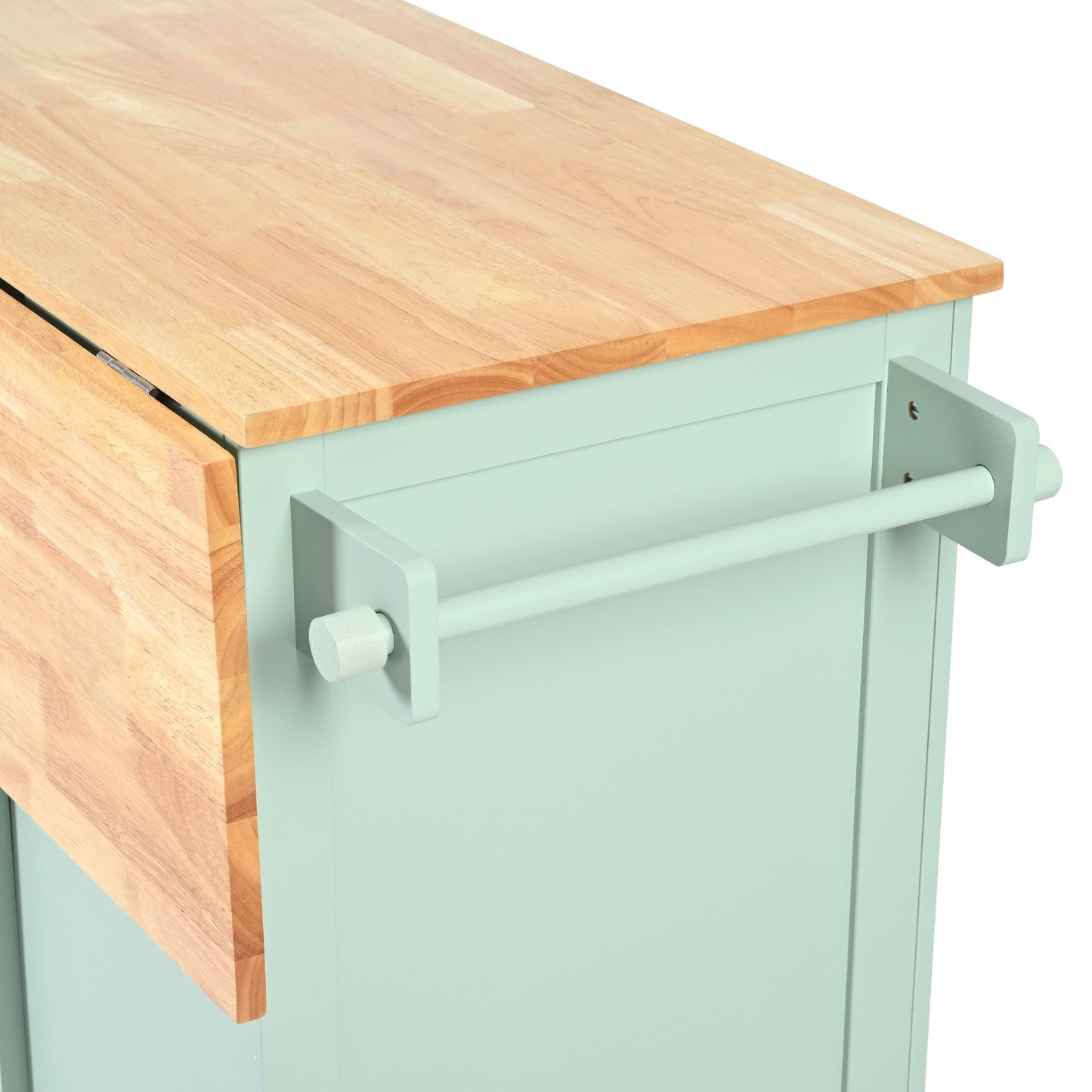 Kitchen trolley, cabinet door internal storage rack with storage cabinet and 3 dining room drawers, mint green - Korvel