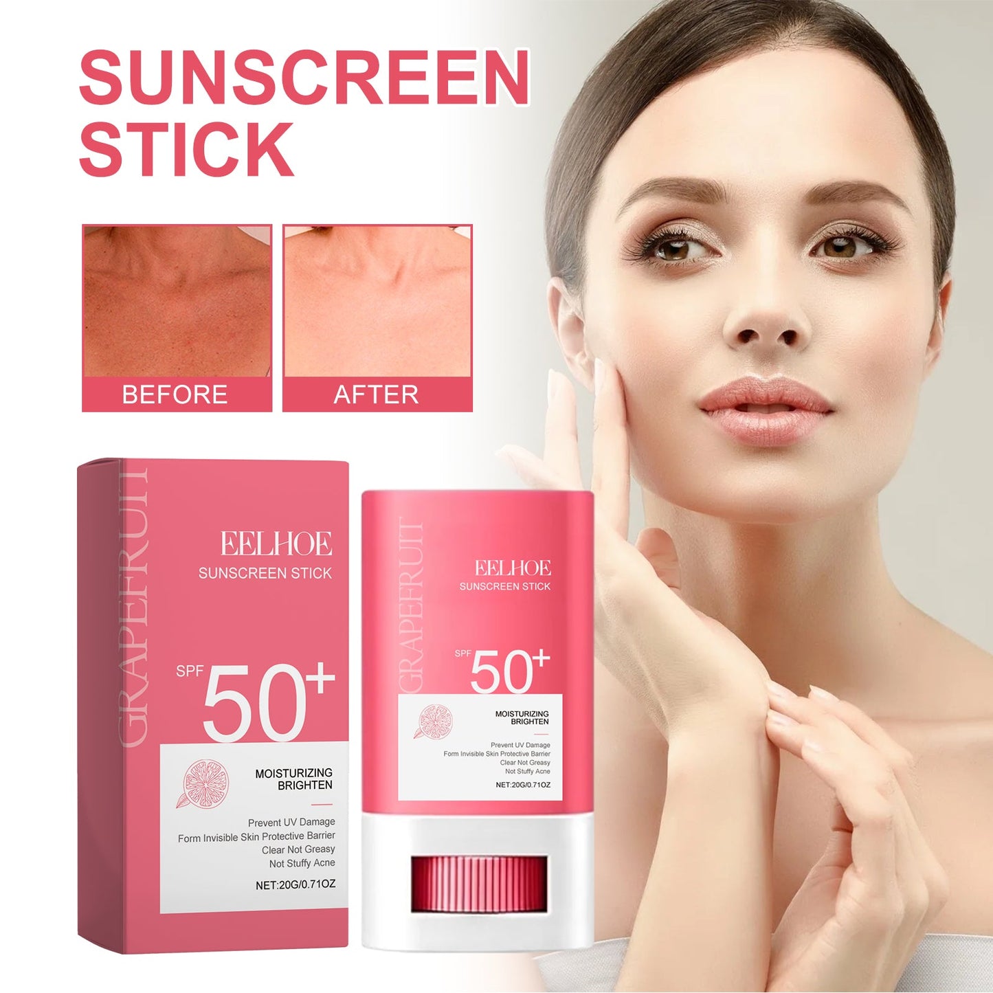 Grapefruit UV Protection Cream, Resist Outdoor UV Isolation Moisturize Anti-Sweat Refreshing Beauty - Korvel