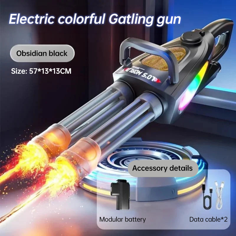 Electric LED Rotating Gatling Water Gun - Auto-Spray Blaster