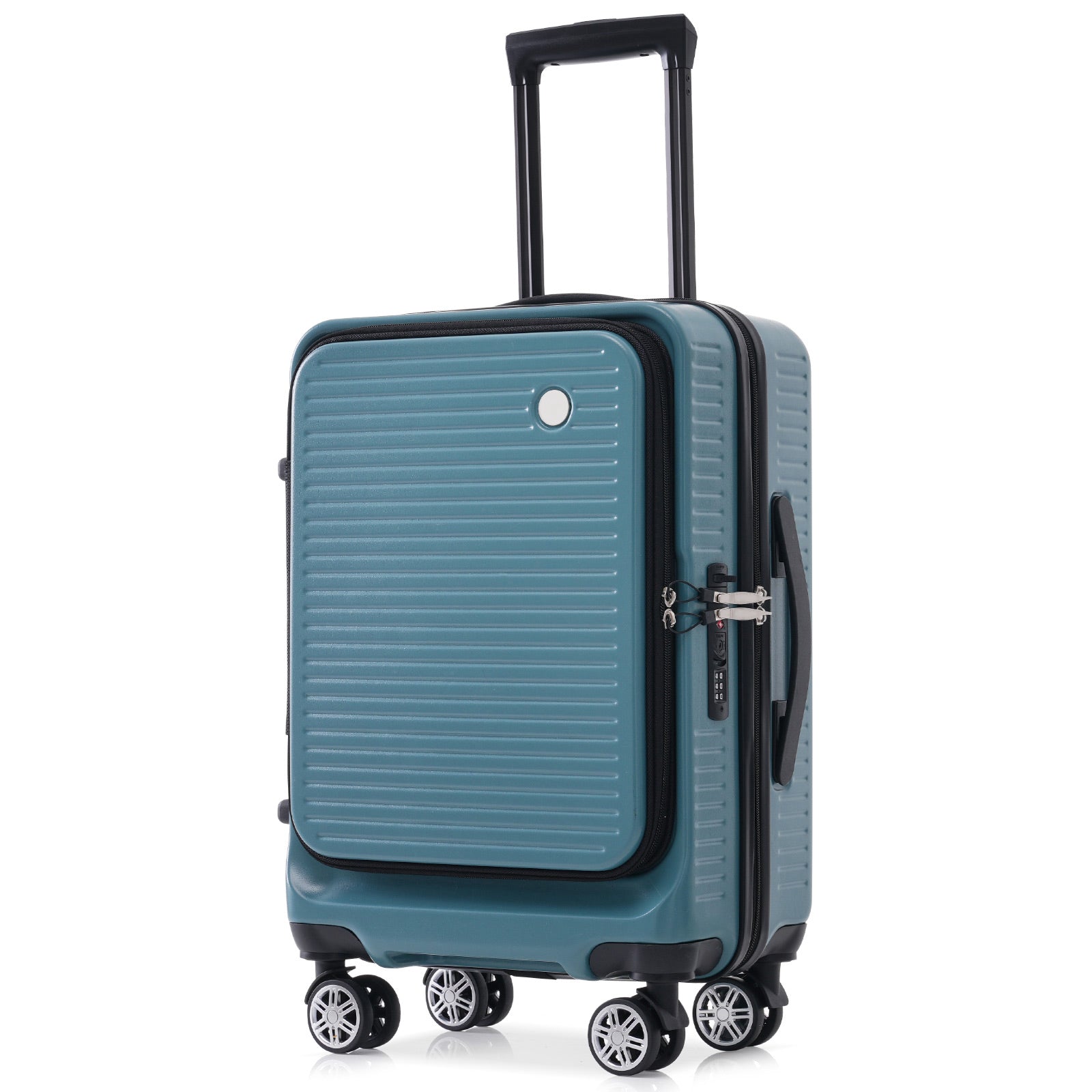 Carry-on Luggage 20 Inch Front Open Luggage Lightweight Suitcase with Front Pocket and USB Port, 1 Portable Carrying Case  Blue - Korvel