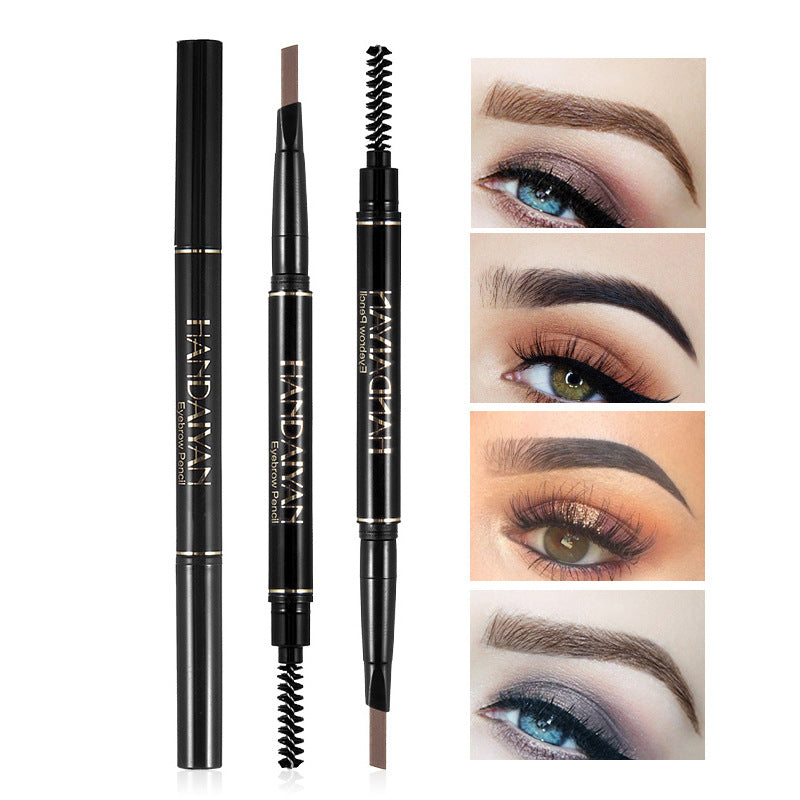 HANDAIYAN 5 Colors Automatic Rotating Eyebrow Pencil Double-ended Waterproof Triangle Eyebrow Pencil - Korvel