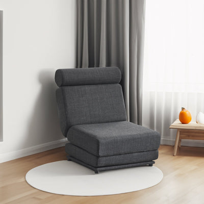Single Sofa Chair Foldable Single Sofa Bed with Pillow,Portable Foldable Sofa Bed,Leisure Sofa Chair,Easy to Store, Dark Grey - Korvel