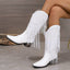 Women Vintage Chunky Heel Wrinkled Slip-on V-Opening Western Cowboy Boots - Korvel