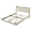 Large floating bed frame with storage headboard, touch sensor, night light and USB charger, padded platform bed, beige color - Korvel