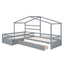 Twin Size House Platform Bed with Three Storage Drawers Gray - Korvel