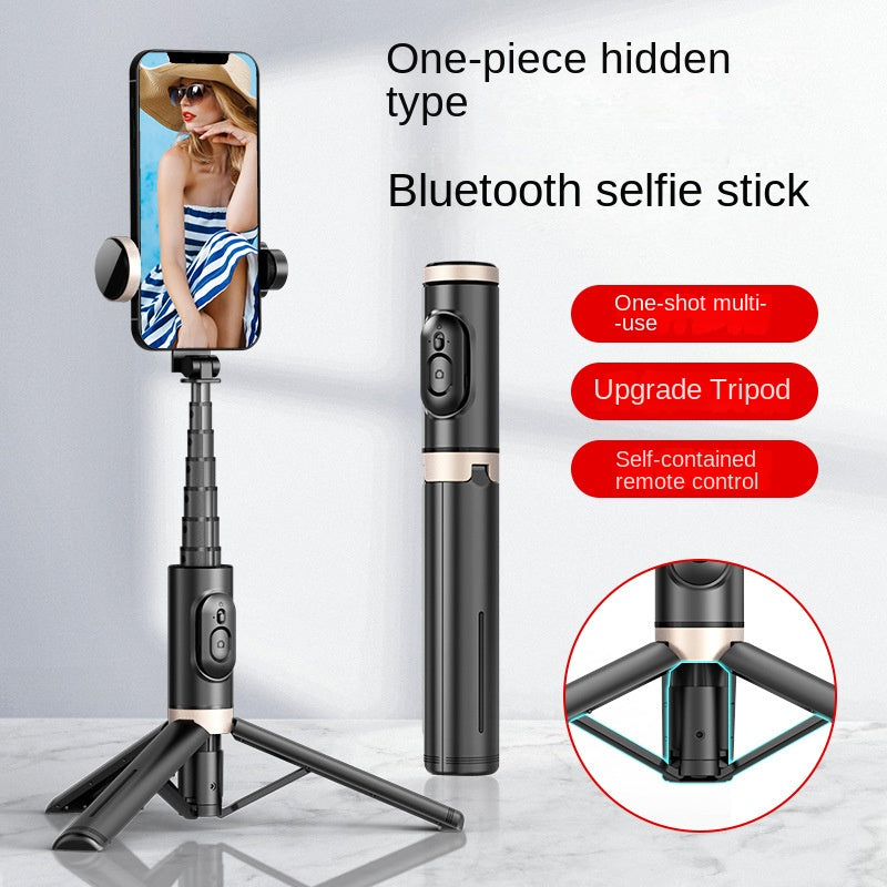 Mobile Phone Bluetooth Selfie Stick with Rotating Fill Light and Hidden Tripod Live Streaming Stand - Korvel