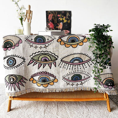 Evil Eye Beach Blanket Fashion Towel Camping Mat Picnic Rug Demon Eye Home sofa Throw Blanket Camp Tent Outdoor Deco - Korvel