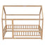 Lit en bois taille twin avec cadre de toit de maison et barrières de sécurité