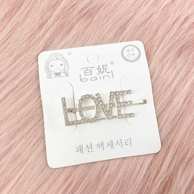 1PC Bling Letter Hairpins Headwear for Women Girls Hair Clips Pins Barrette Tools Hair Accessories - Korvel