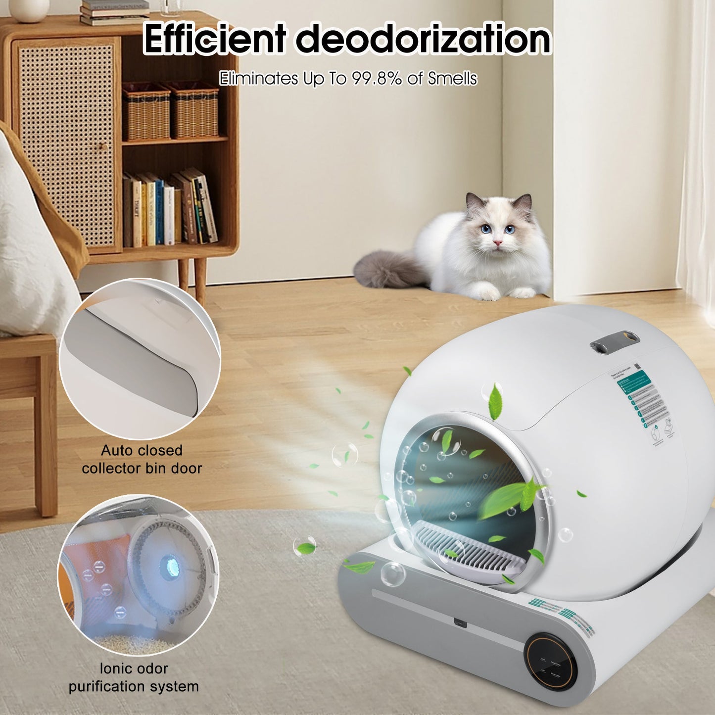 Caja de arena automática inteligente para gatos con control WiFi