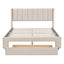 Queen Size Storage Bed Velvet Upholstered Platform Bed with a Big Drawer - Beige - Korvel