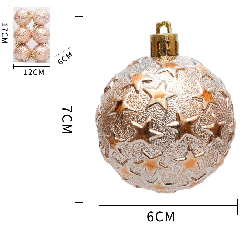 Christmas 6cm Decorative Ball with Starry Sky Relief, Christmas Electroplating Ball Pendant, Venue Decoration Ball - Korvel