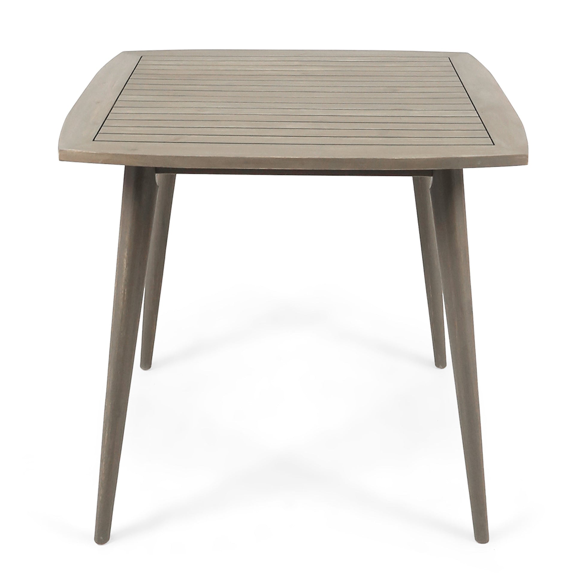 Outdoor Square Acacia Wood Table with Straight Legs, Gray - Korvel