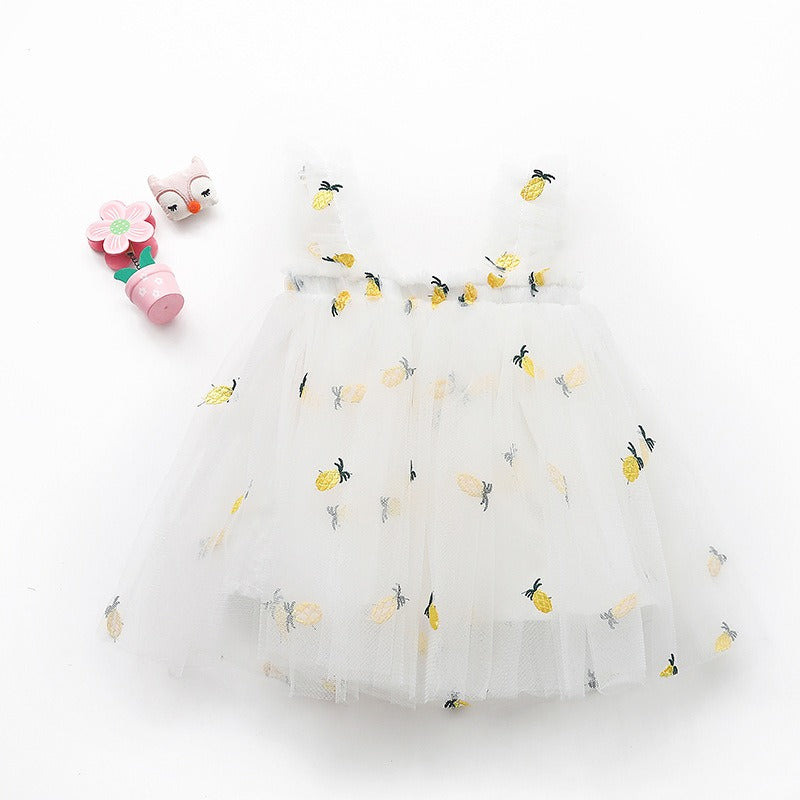 Embroidered Mesh Strapless Fluffy Princess Dress