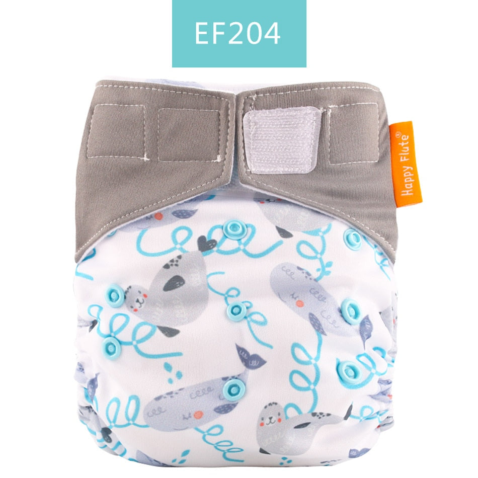 Happy Flute 1 pcs heavy wetter night AIO AI2 baby cloth diaper nappy one size fit all - Korvel