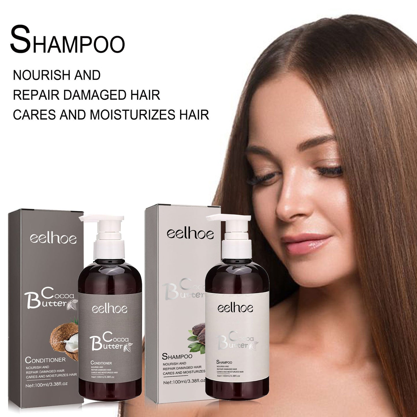Smooth Shampoo Cocoa Butter Shampoo Conditioner Clean Smooth Hair Moisturizing Hair Treatment - Korvel