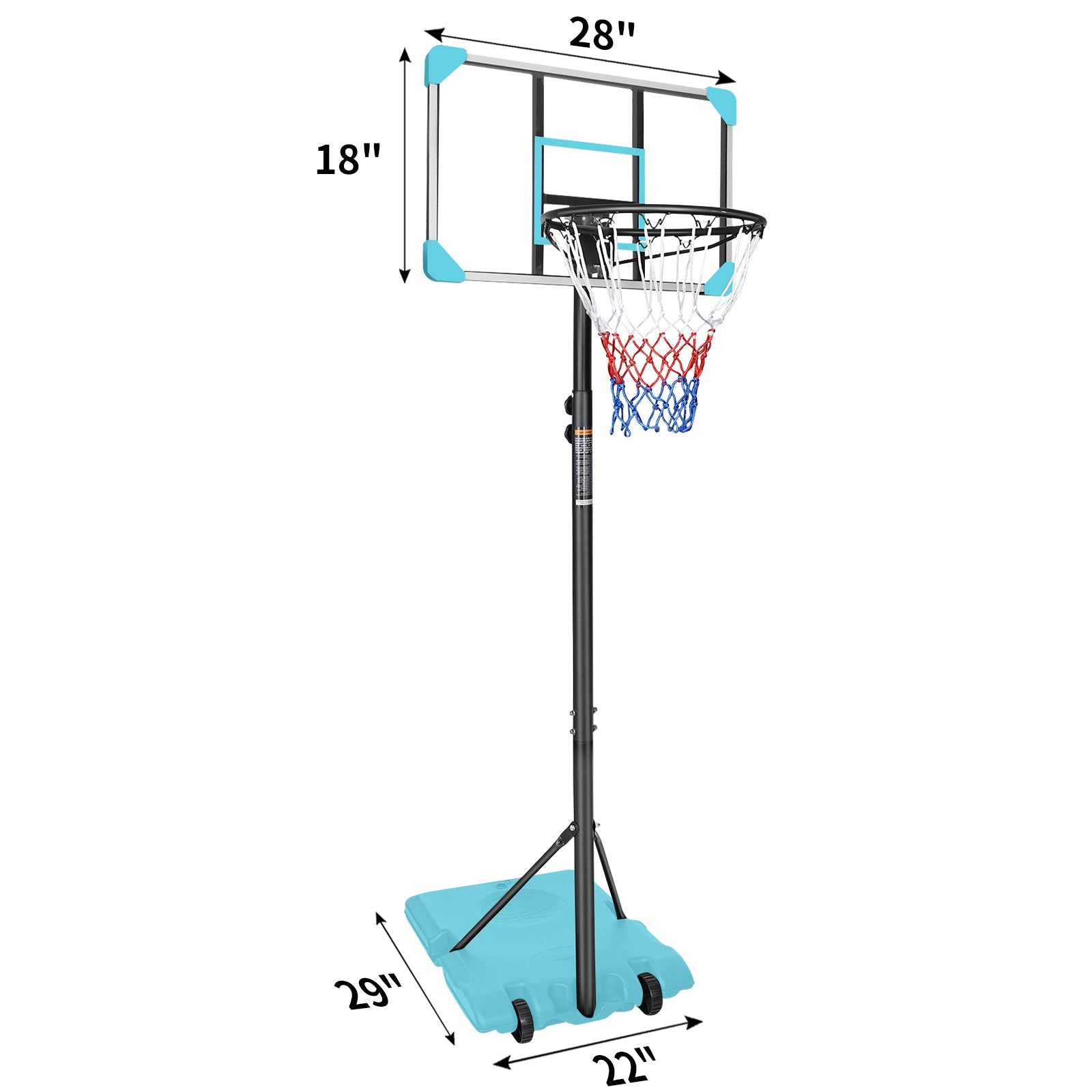 Portable Basketball Goal System with Stable Base and Wheels use for Indoor Outdoor teenagers youth height adjustable - Korvel