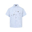 Vertical striped button decoration short sleeved shirt for men - Korvel