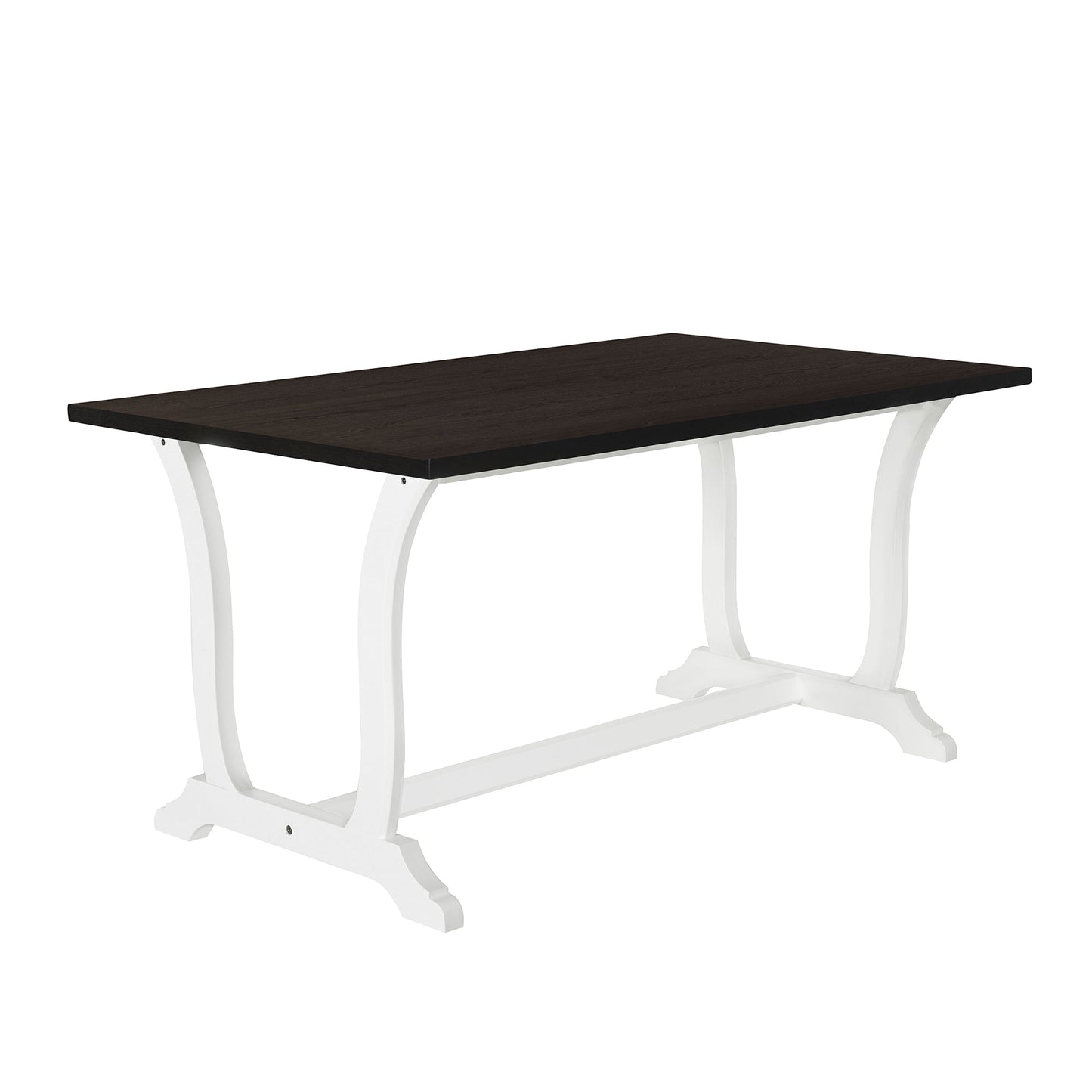 TOPMAX Farmhouse 6-Piece Trestle Dining Table Set with Upholstered Dining Chairs and Bench  59inch, White - Korvel