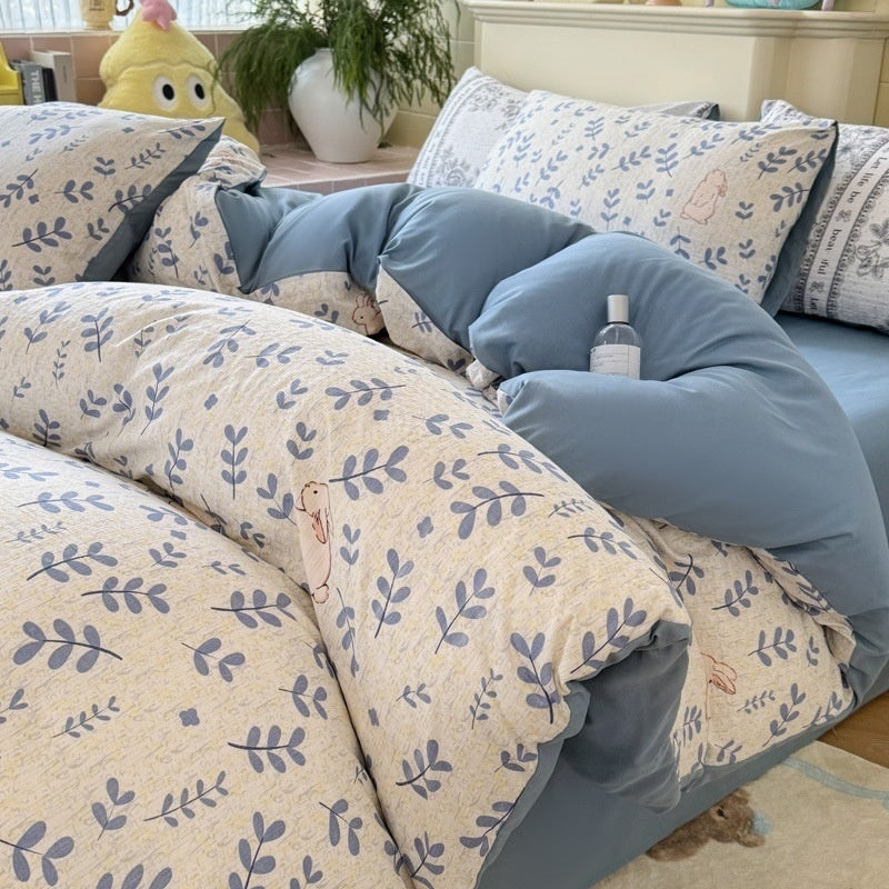 Juego de Ropa de Cama Jacquard de Cuatro Piezas de Doble Gasa