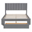 Full Size Storage Bed Velvet Upholstered Platform Bed with a Big Drawer - Gray - Korvel
