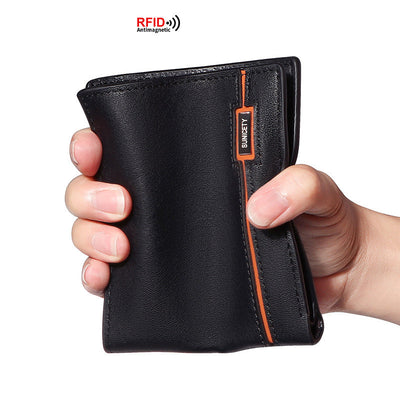 Cartera de Cuero con Cremallera Estilo Coreano para Hombres