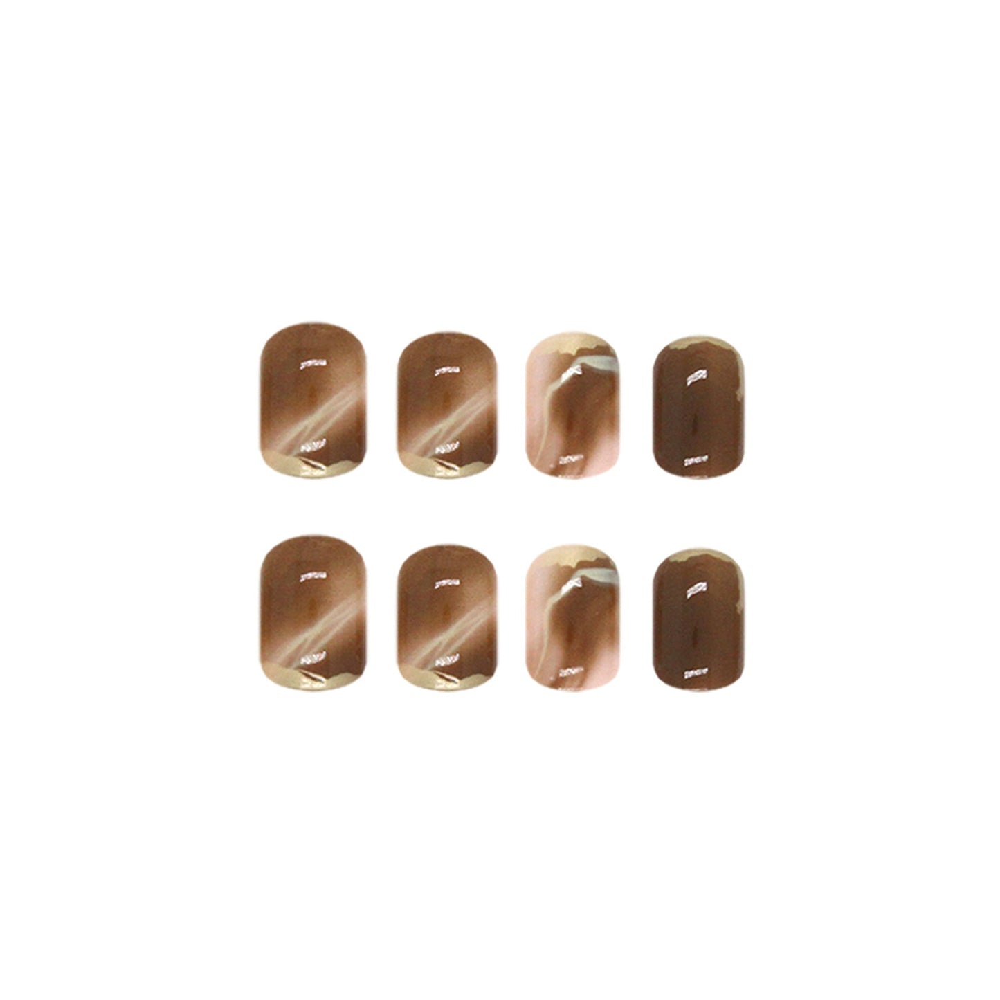 Wearing Warm Brown Brown White Double Spell Smudged Golden Texture Ins Style Manicure Patch The Finished Product Is Removable - Korvel
