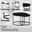 A set of nested coffee tables, 27.6-inch round coffee table, wooden marble patterned tabletop, sturdy metal frame (black) - Korvel