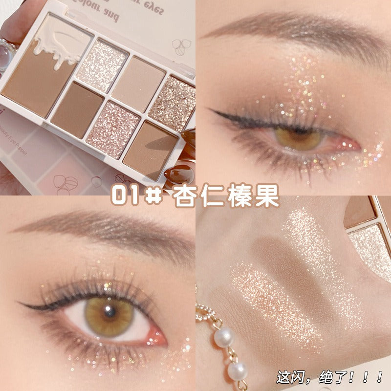 7 Color Eyeshadow Palette Red Wine Glitter Pearly Lasting Acrylic Eyeshadow Palette Korean Eyes Makeup Palette Beauty Makeup - Korvel