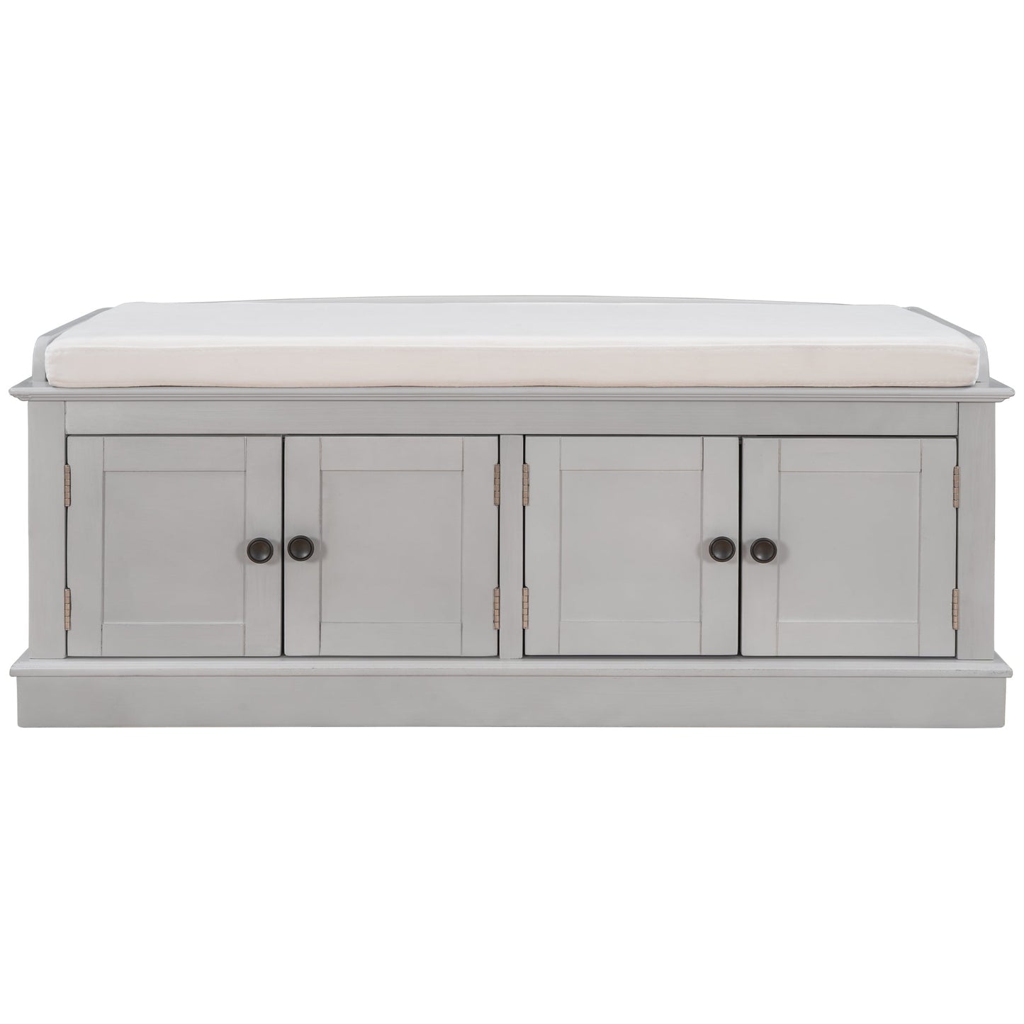TREXM storage table with 4 doors and adjustable shelves and detachable cushioned shoe stand(Gray Wash) - Korvel