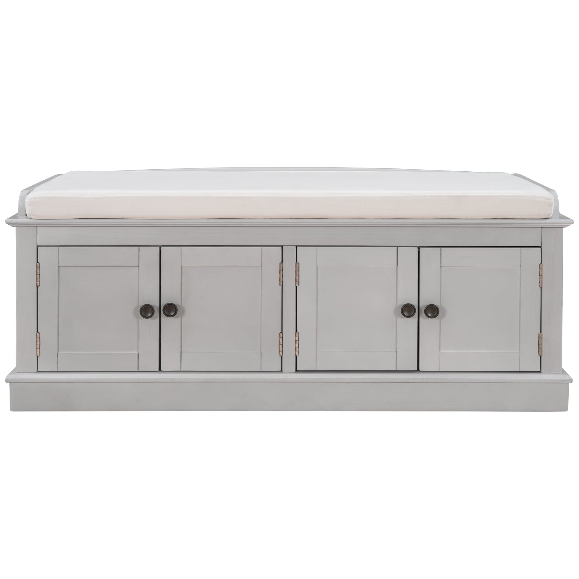 TREXM storage table with 4 doors and adjustable shelves and detachable cushioned shoe stand(Gray Wash) - Korvel