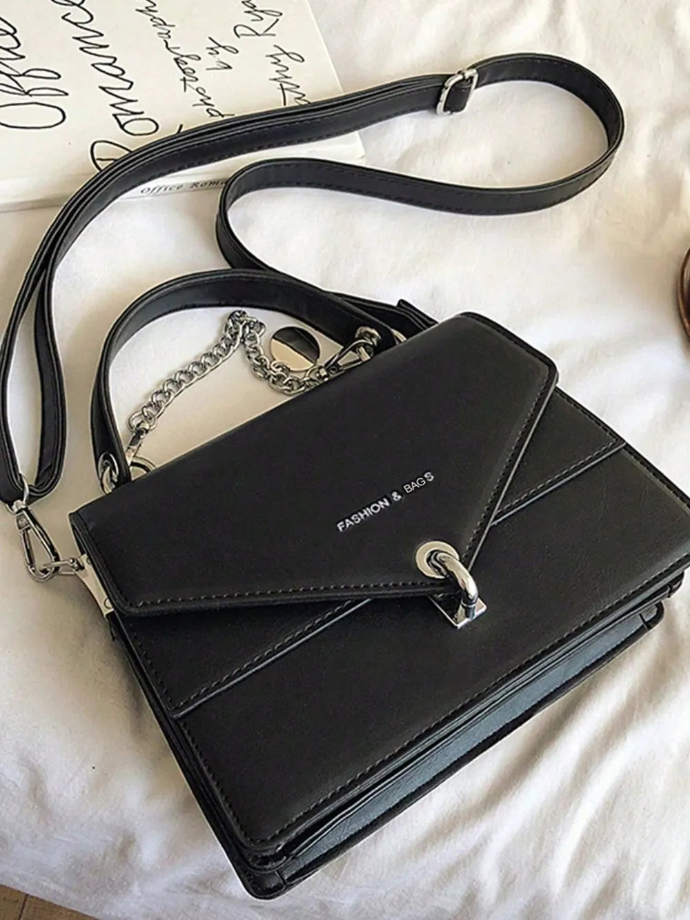 Chain PU Leather Detachable Shoulder Strap Handbag - Korvel