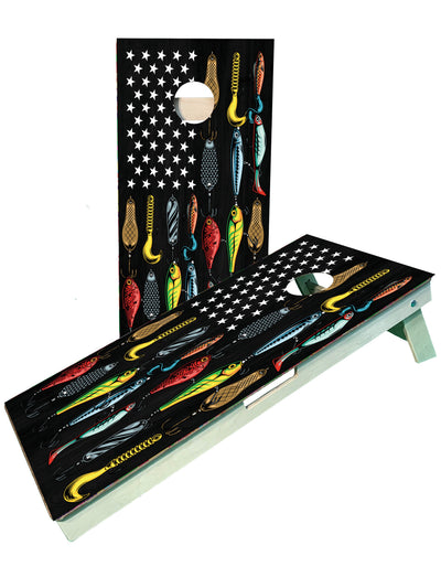 Patriotic Fishing Lure Cornhole Boards - Premium Quality - Korvel