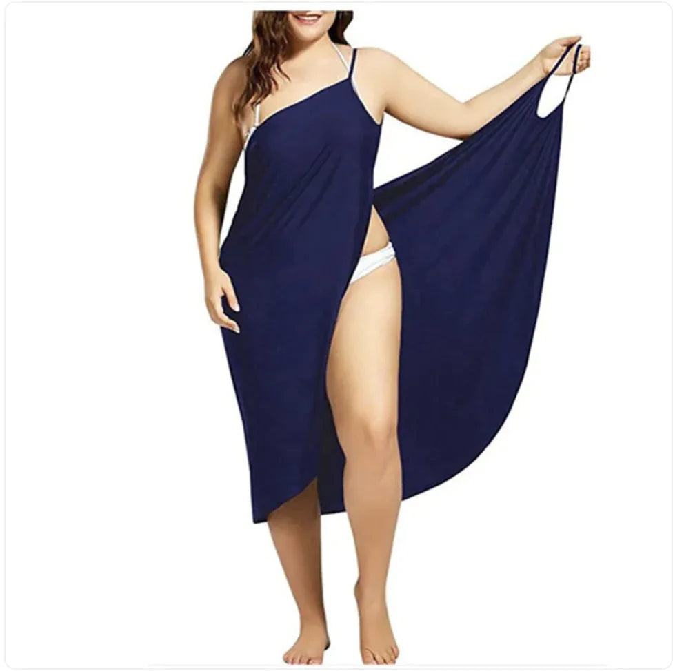 Robe de Plage à Bretelles Croisées de Couleur Unie