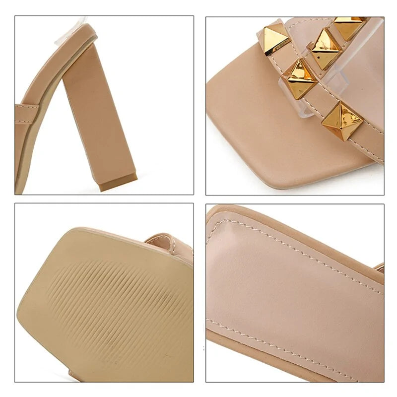Elegant Women's Square Toe High Heels with Buckle Strap