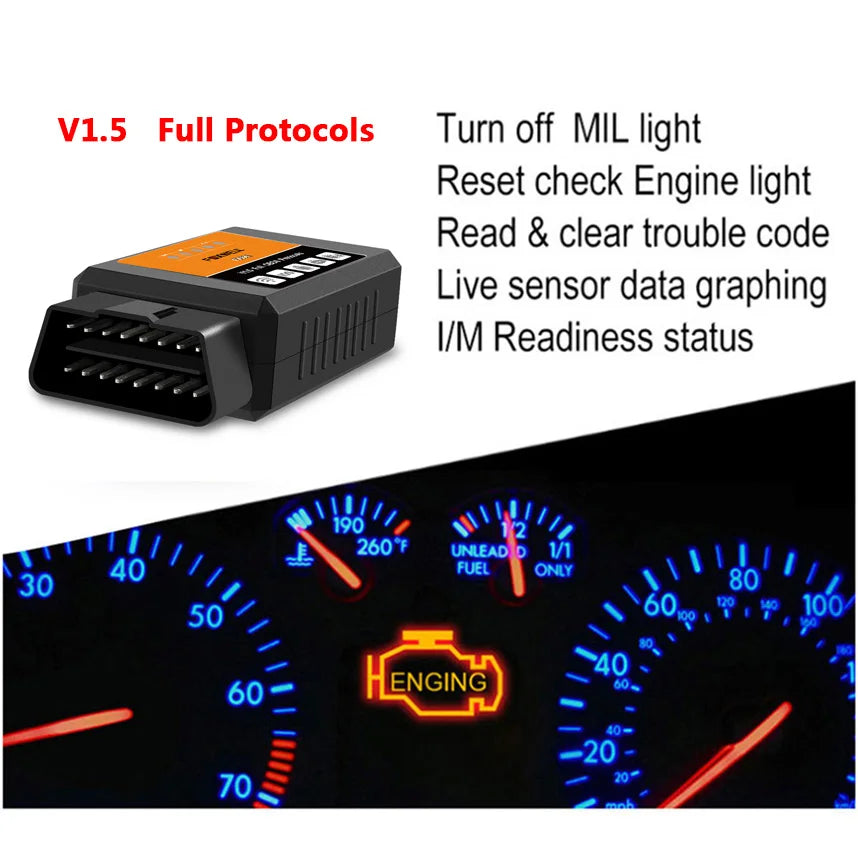 Scanner OBD2 WIFI ELM327 V1.5 Universel pour iPhone et Android