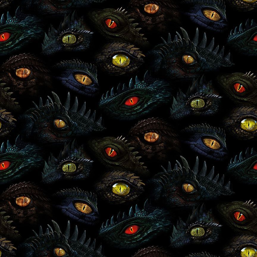 Black Dragon's Eyes Cotton Fabric - 44"/45" Per Yard