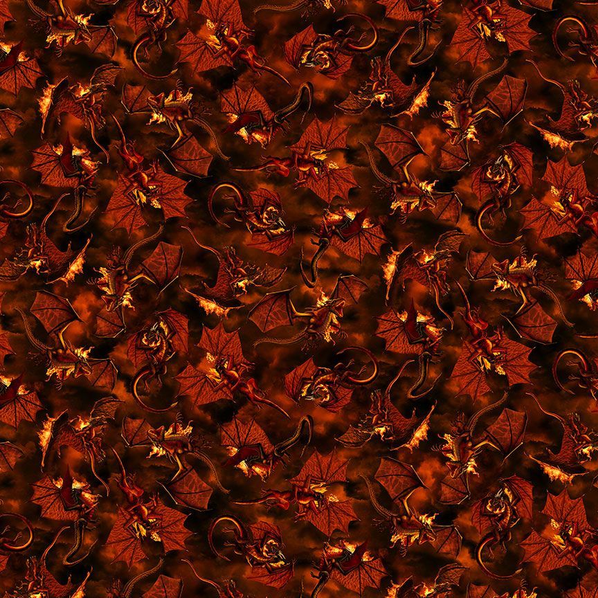 Tissu en coton Flame Dragon Fire Battle - 44"/45" par yard