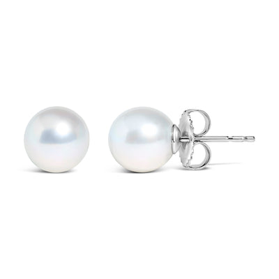 Pendientes de perlas de agua dulce cultivadas en oro blanco de 14k